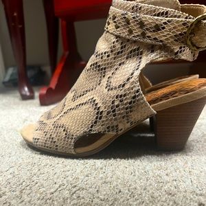 Snakeskin wedge heels